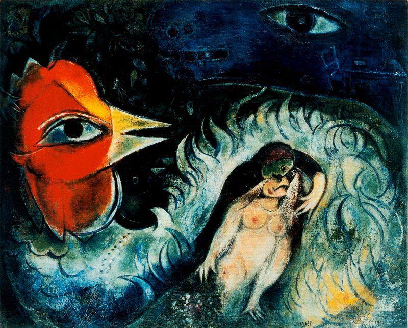 Der verliebte Hahn Zeitgenosse Marc Chagall Ölgemälde